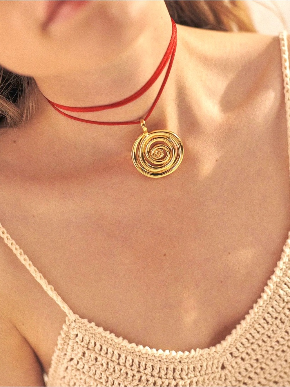 Anni Lu Red Spiral On A String Necklace